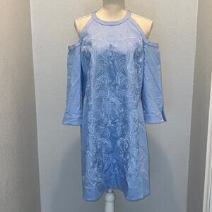 Ted Baker Cut Out Shoulder Baby Blue Cotton Dress - NWT - Size 3 (8)